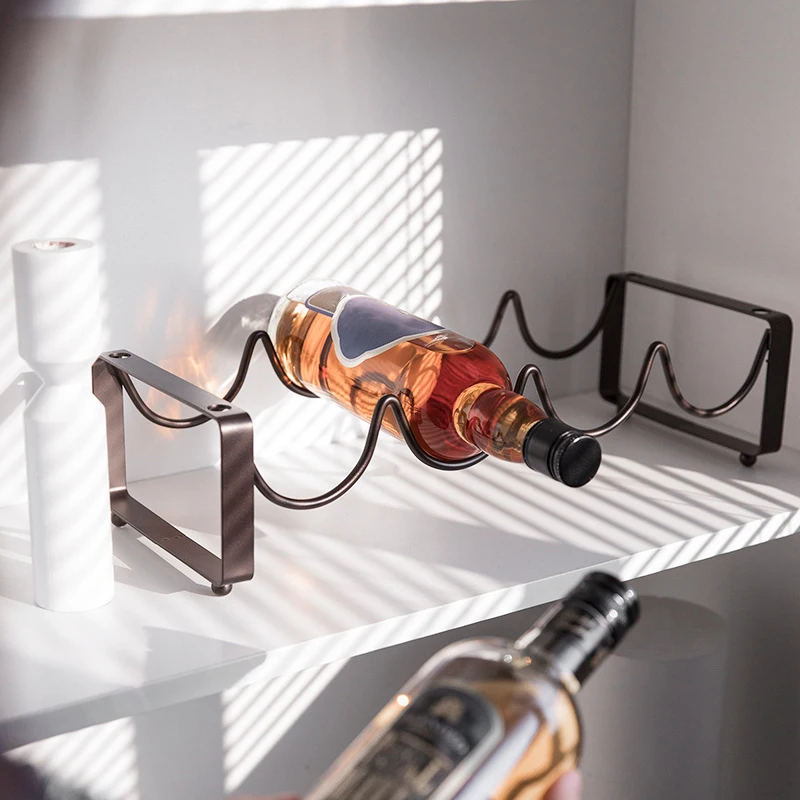 Wine Bottle Size - ชั้นวางไวน์เหล็กกลับหัวสไตล์นอร์ดิก ชั้นโชว์ไวน์สีแดง ชั้นวางไวน์แบบซ้อนกันได้สำหรับเก็บขวดไวน์หลายขวด อุปกรณ์บาร์