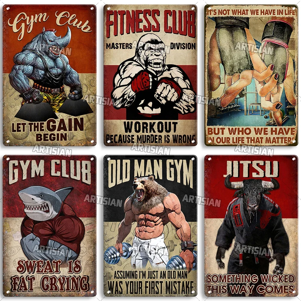 Wine Tag Label - ป้ายโลหะตกแต่งผนังลายศิลปะคำคมสร้างแรงบันดาลใจจาก Old Man Gym Club ของตกแต่งห้องฟิตเนส