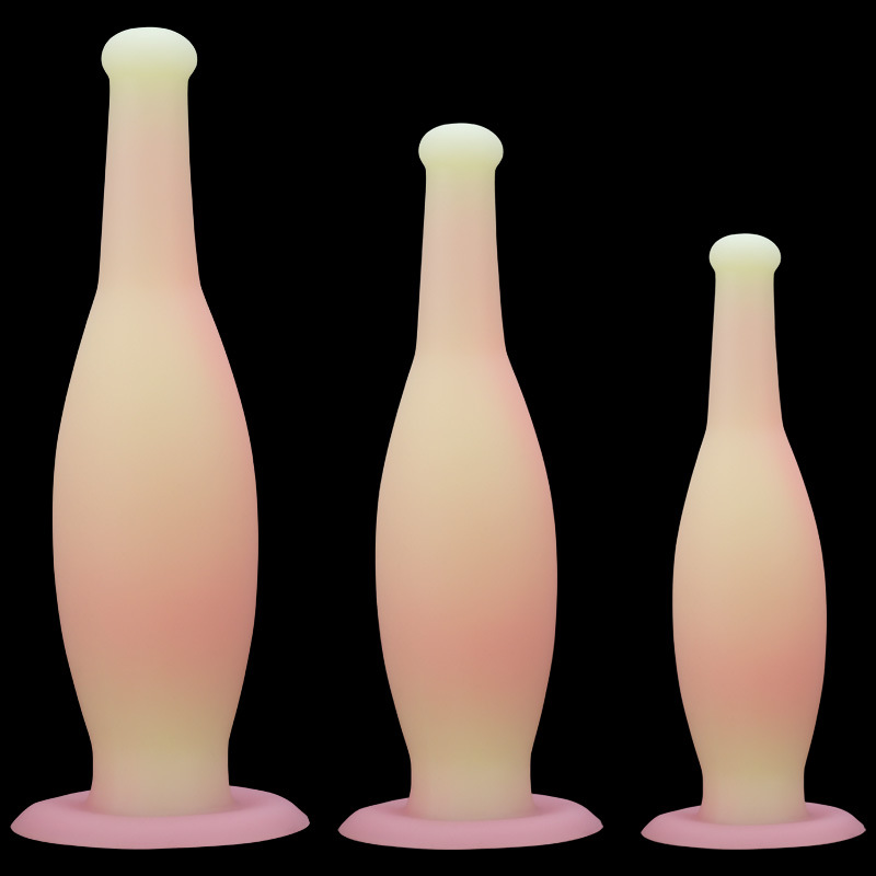 Wine Bottle Size - ปลั๊กก้น 3 ขนาด สีชมพู รูปทรงขวดไวน์ ที่ขยายช่องคลอดและทวารหนัก