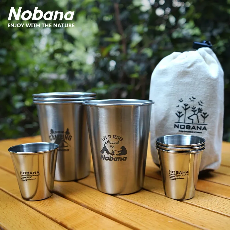 Beer Flight Set - ชุดถ้วย304กลางแจ้งสำหรับตั้งแคมป์4/6/8ชิ้นถ้วยน้ำพกพาสำหรับแก้วกาแฟปิกนิกการเดินทางกระบอกใส่น้ำสแตนเลสสตีลบาร์บีคิวและเบียร์