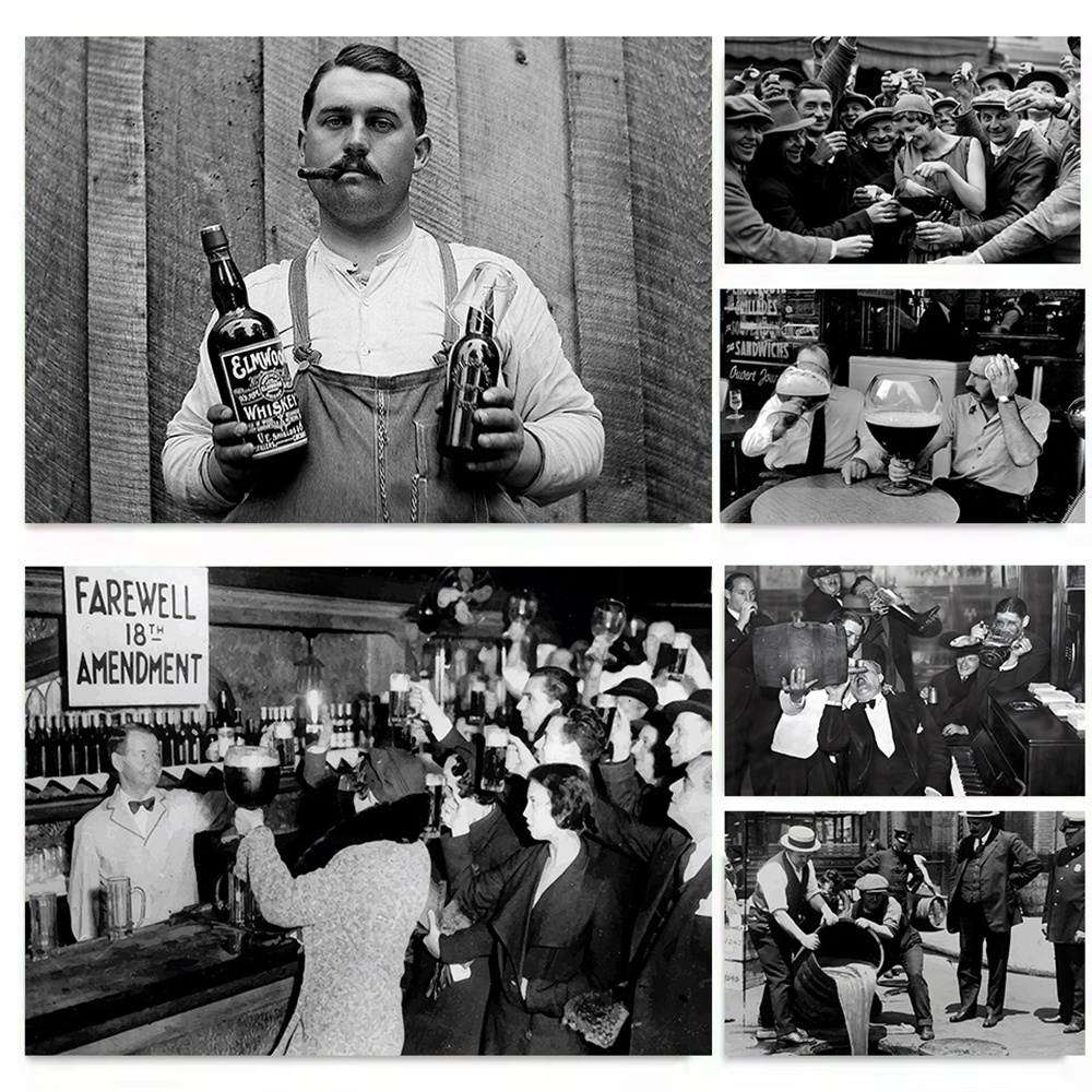 Wine Beer Photo - วัสดุพิมพ์จากยุคห้ามมีเครื่องดื่มแอลกอฮอล์ของอเมริกา ยุค 1920 ภาพถ่ายวินเทจขาวดำ ที่มีเบียร์ ไวน์