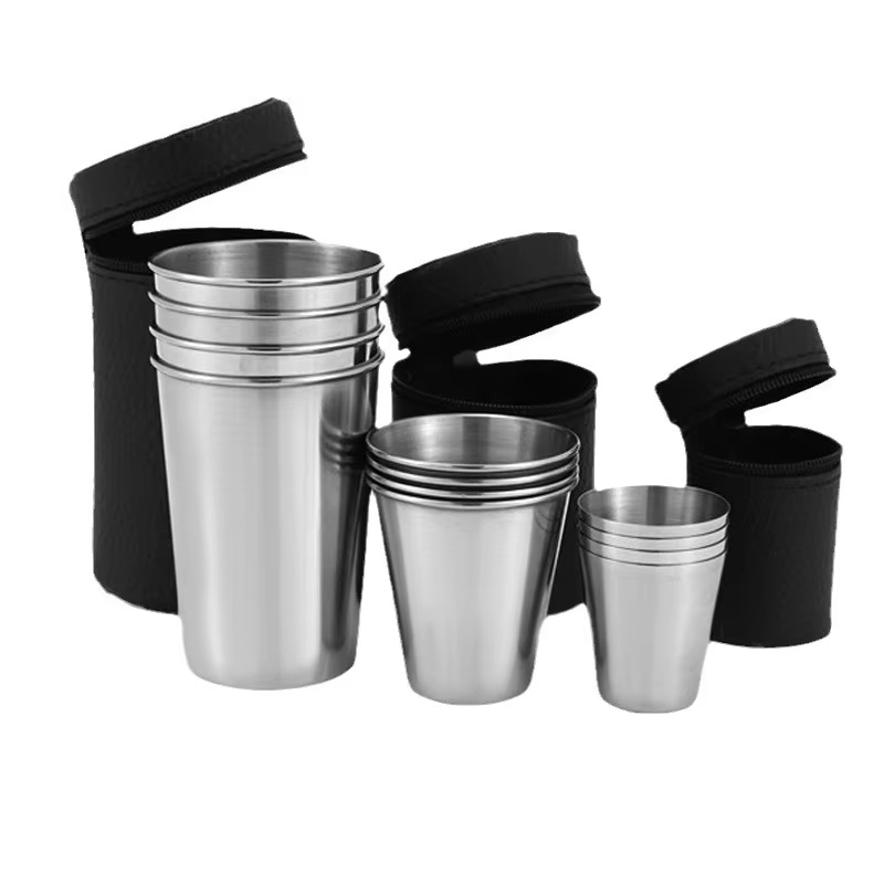 Beer Flight Set - ถ้วยสแตนเลสชุดมินิกลางแจ้ง Travel แก้ววิสกี้แบบพกพา Drinkware 30 ml/170