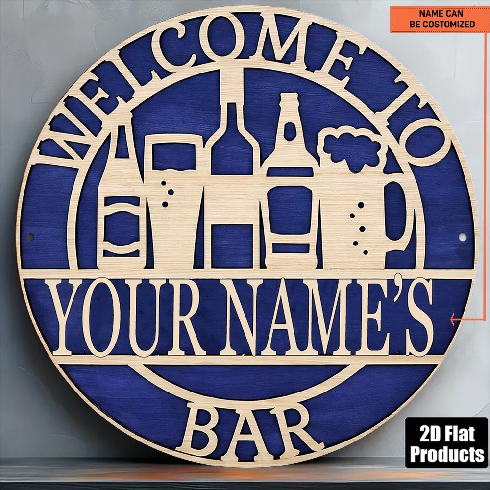[2D Flat] ป้ายไม้ทรงกลมแบบเจาะ - Wine Beer Name บทวิจารณ์และราคา