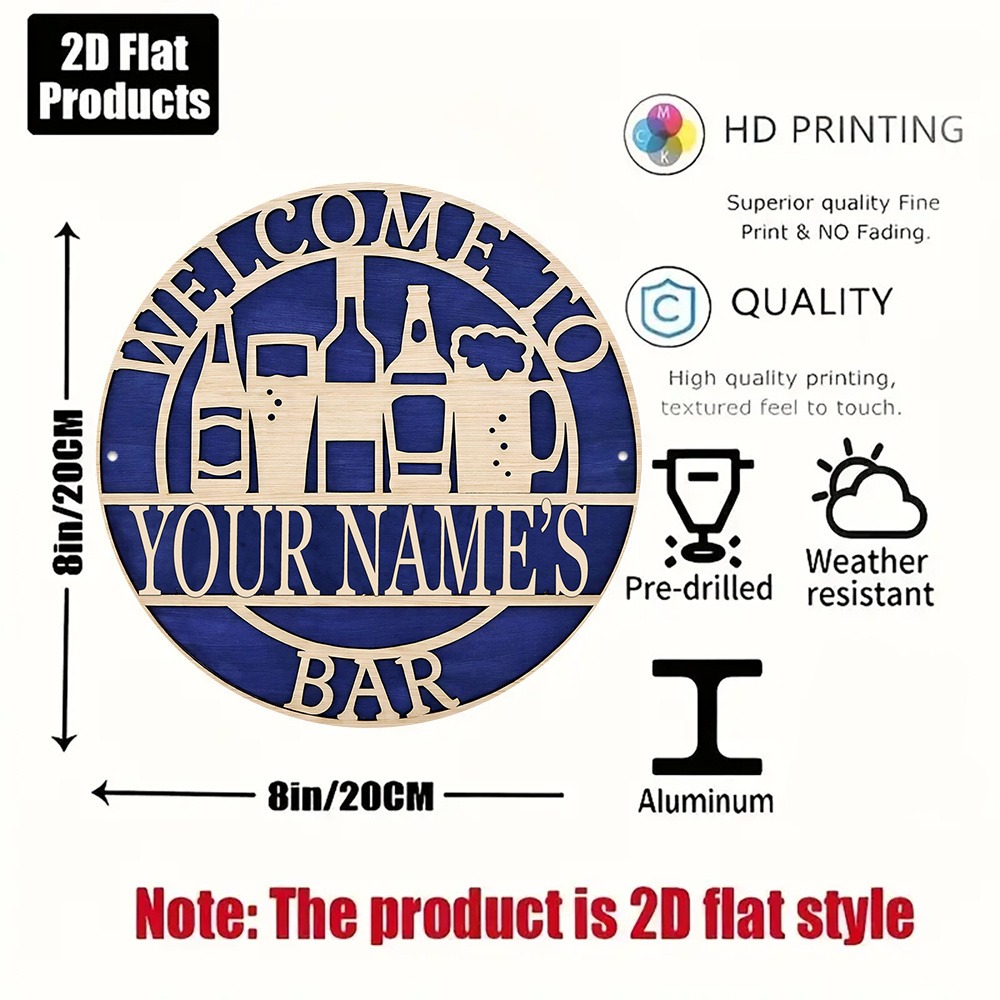 [2D Flat] ป้ายไม้ทรงกลมแบบเจาะ - Wine Beer Name บทวิจารณ์และราคา